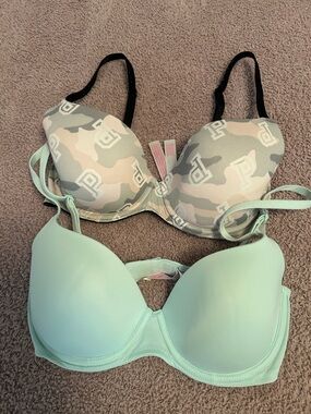 Victoria's Secret Camo and Blue Bra Bundle